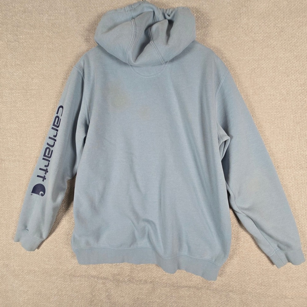 Carhartt Mens Loose Fit Hoodie Light Blue Sleeve Logo K288 H74 Large - Picture 2 of 16